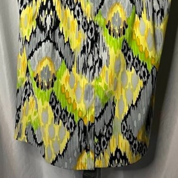 Dressbarn Sleeveless Sheath Dress Black Yellow Ikat Print Size 18W - Picture 7 of 12
